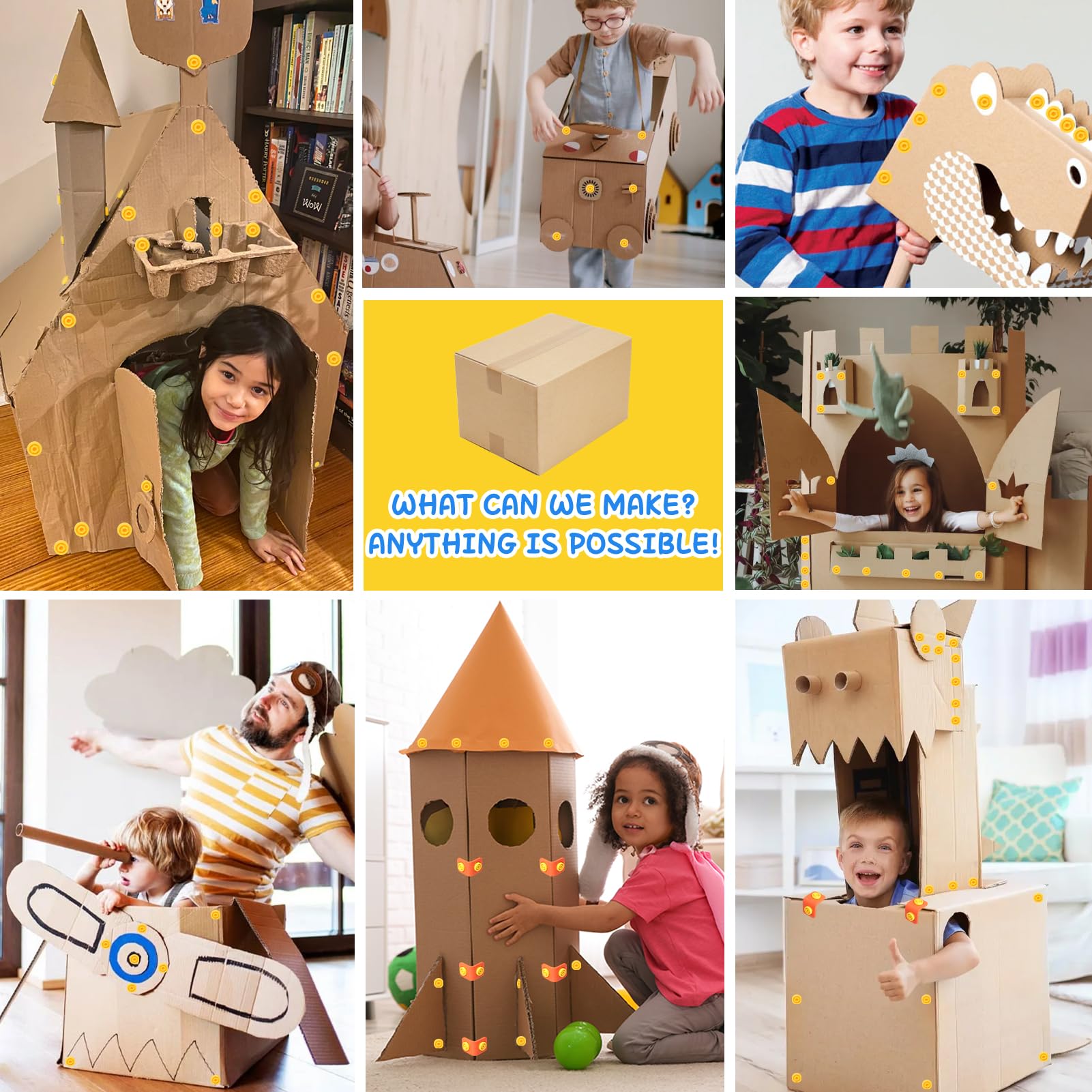 Cardboard Construction Tool Kit for Kids with Cutter and Tools- 149 PCS Kids Building Set including Safe Serrated Cutter - Image 2