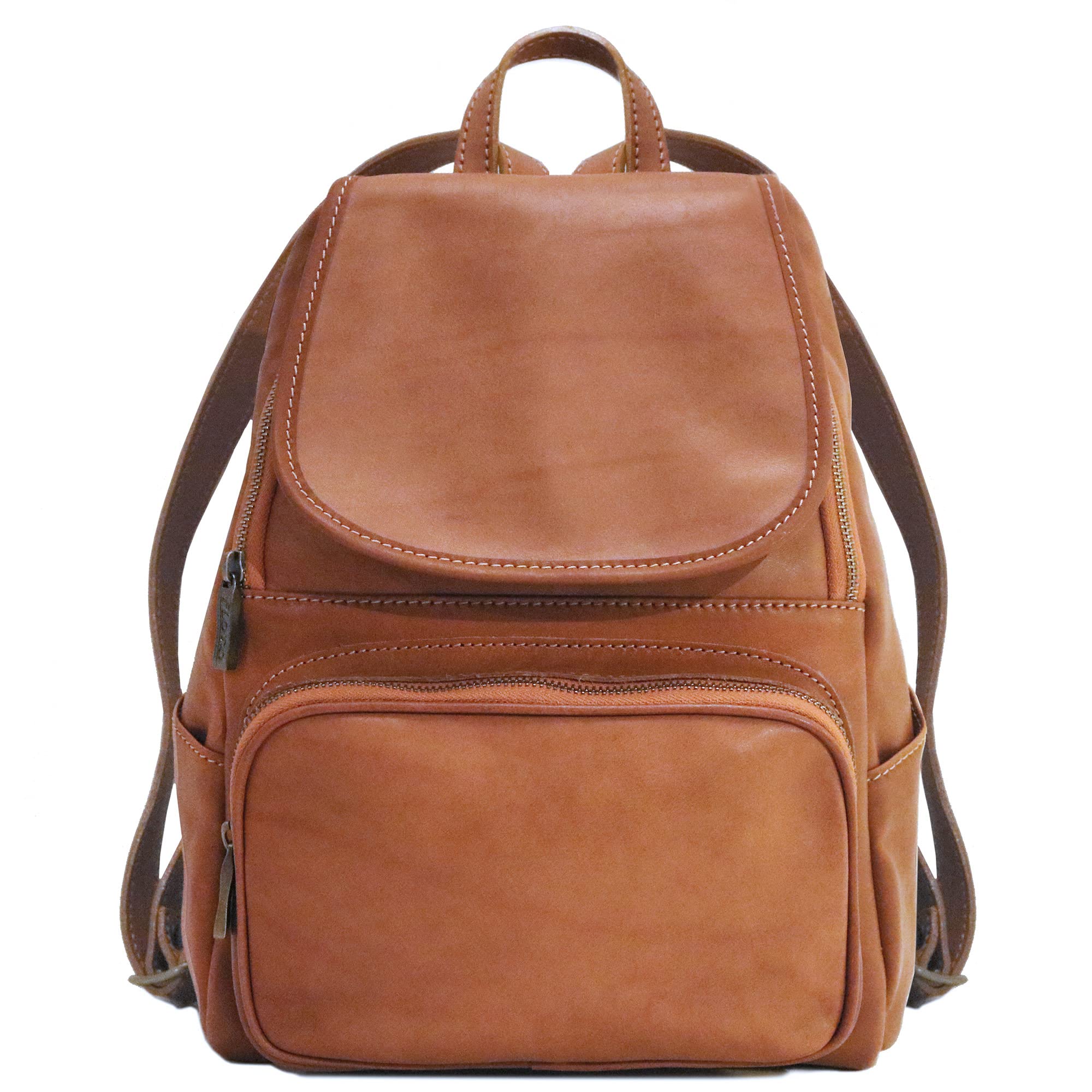 FlotoLivorno Full Grain Leather Backpack Knapsack (Tan)