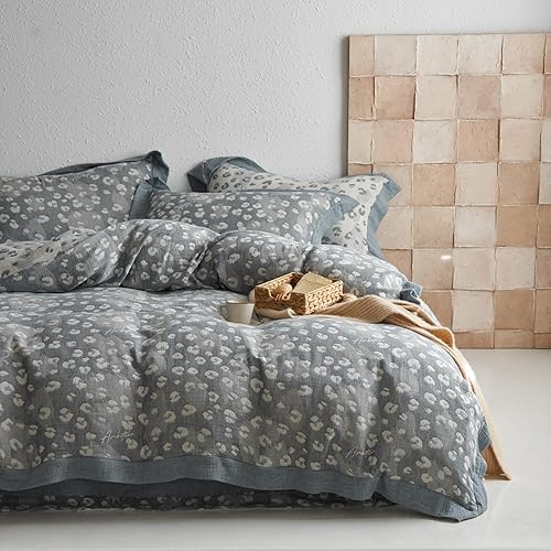 Miniatura 44 de mixinni Juego de funda de edredón con patrón de flores y pájaros de estilo jardín, diseño reversible azul pavo real, 3 piezas, juego de ropa de cama