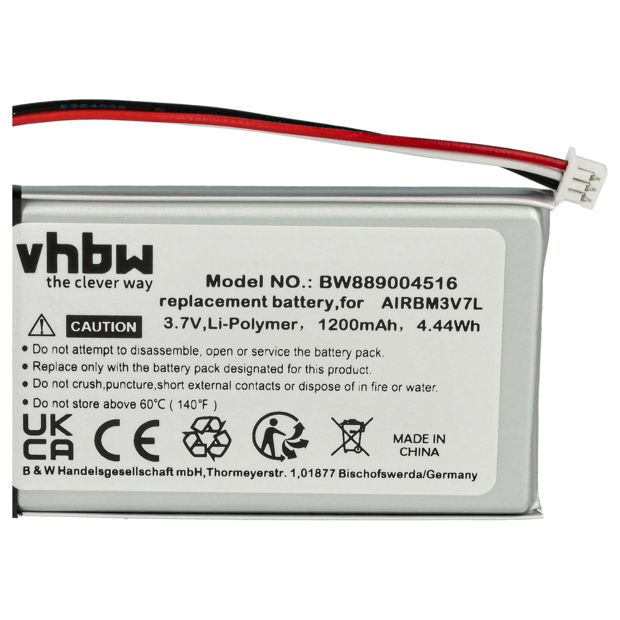 vhbw batteria sostituisce Autec R0BATT00E0018 per Radiocomando Industriale, Telecomando (1200mAh, 3,7V, Li-Poly, senza custodia)