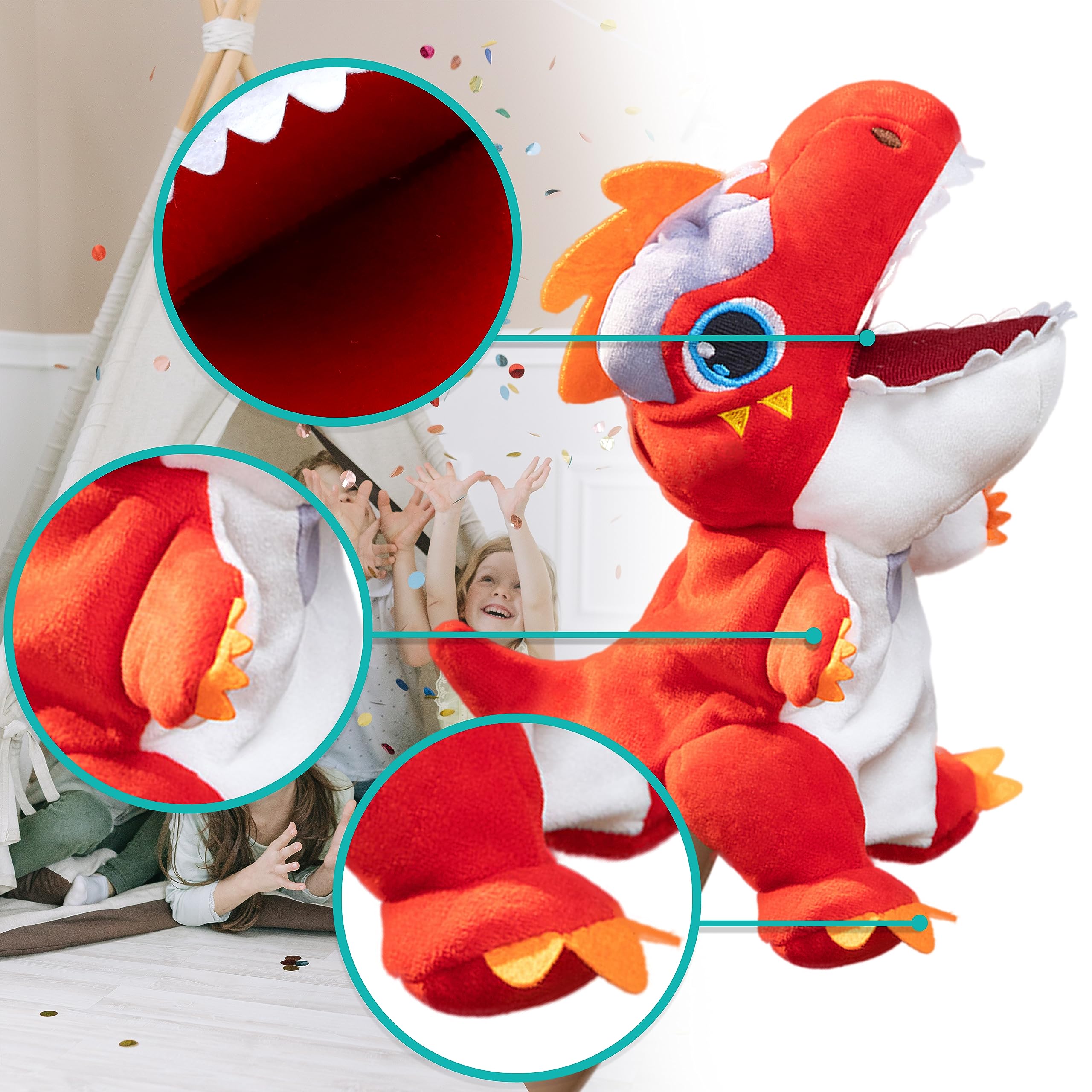 Amazon.com: Cuteoy Plush Red T-Rex Hand Puppet Stuffed Animal Toy