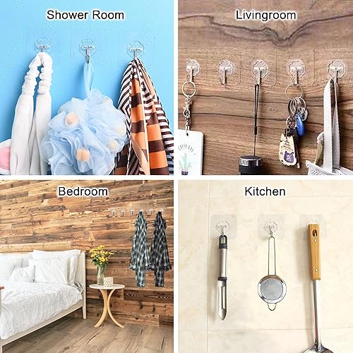 Miniatura 5 de Parts Express Ganchos adhesivos  Paquete de 24 ganchos resistentes de 13.2 libras (máx.), ganchos adhesivos sin uñas con ganchos de acero