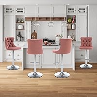 Vista 230 de Aoowow Juego de 2 taburetes de bar giratorios, taburetes de bar ajustables con respaldo de terciopelo copetudo, sillas de bar modernas tapizadas