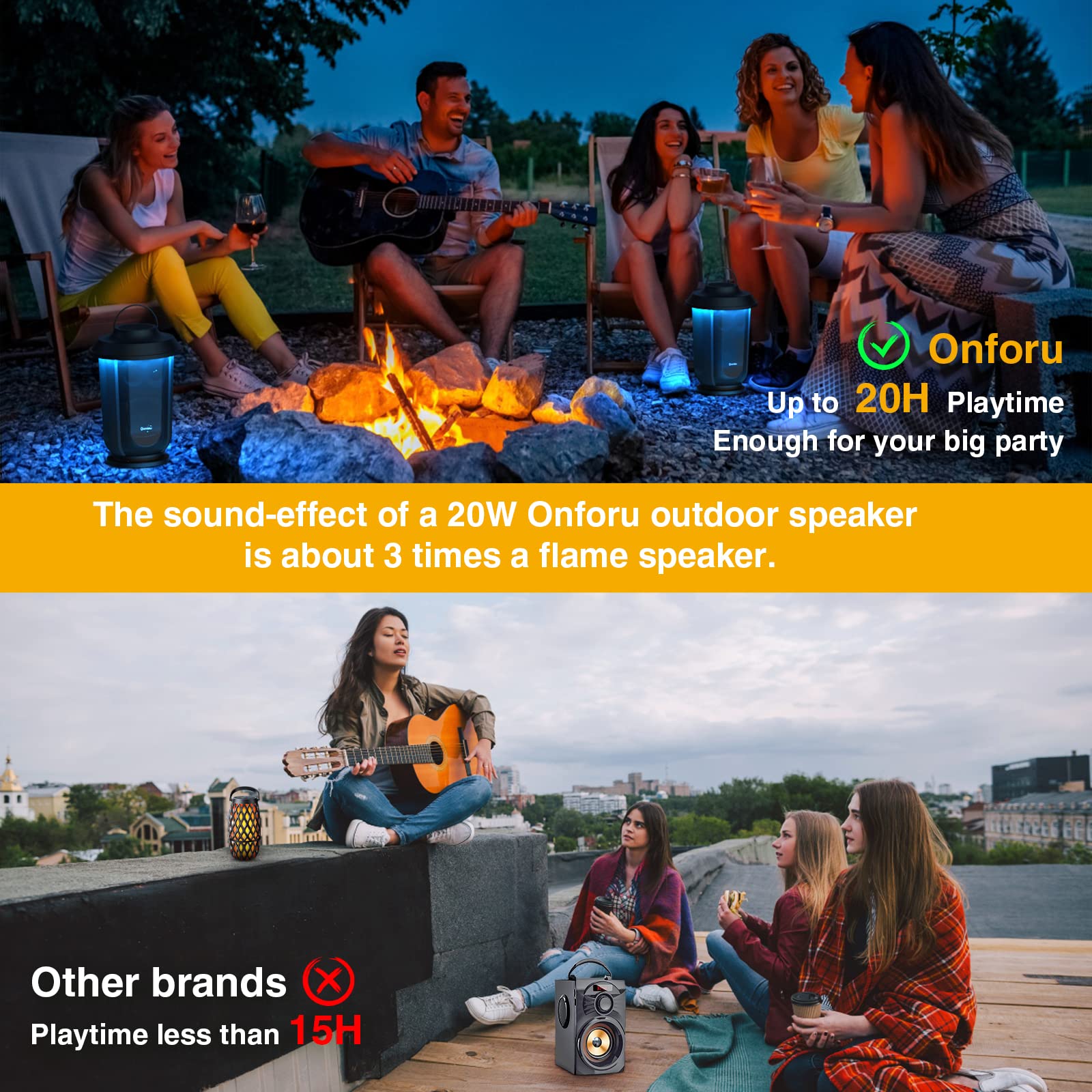 Onforu 2 Pack Outdoor Bluetooth Speakers, True Wireless Lantern Speaker