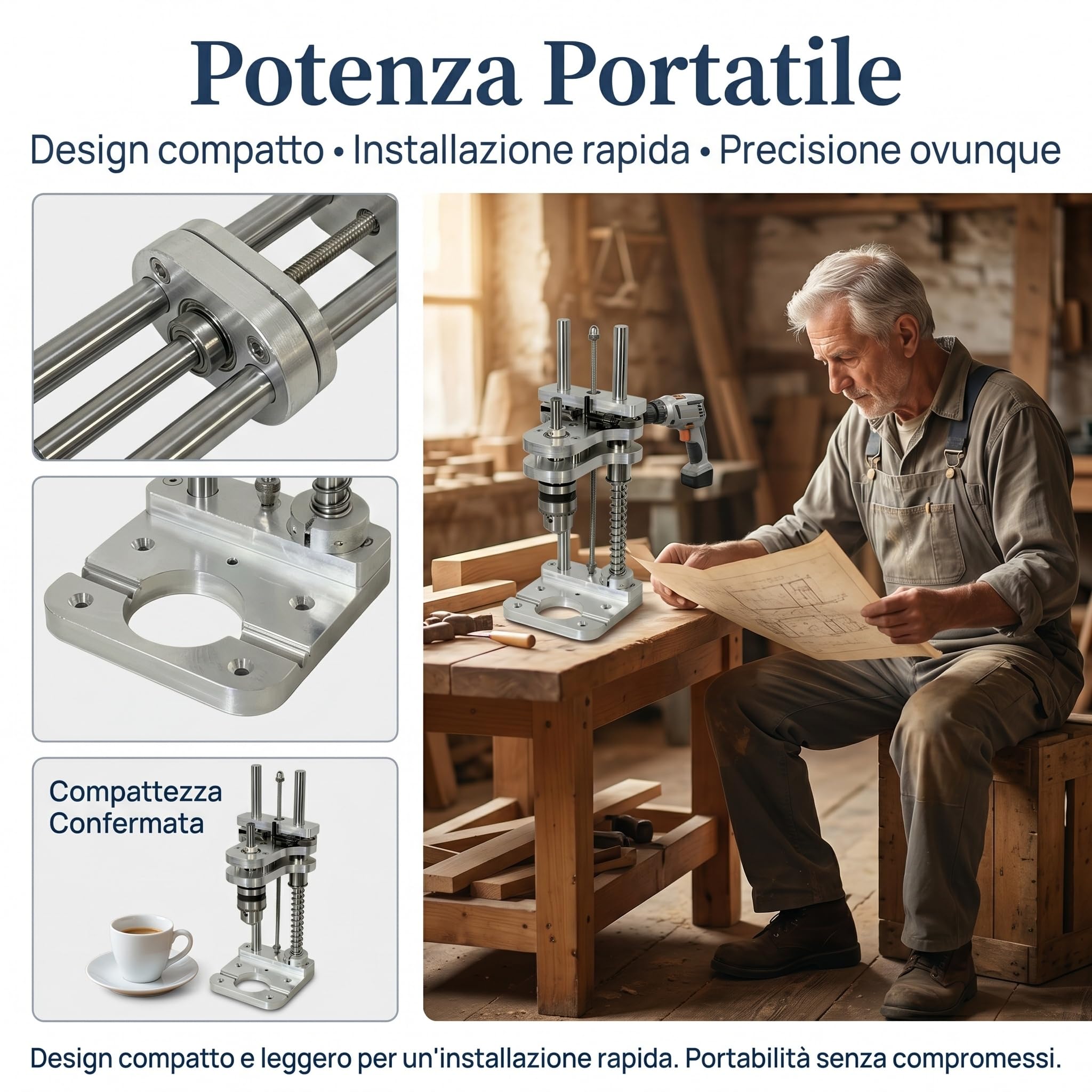F Fityle Supporto Guida per Trapano Verticale, Dimensioni :10 X 10 X 25 Cm, Riduce Le Vibrazioni E Le Deviazioni Durante Le Operazioni, Per La Fabbricazione Di Mobili, Lavori, Posizionamento Di Fori