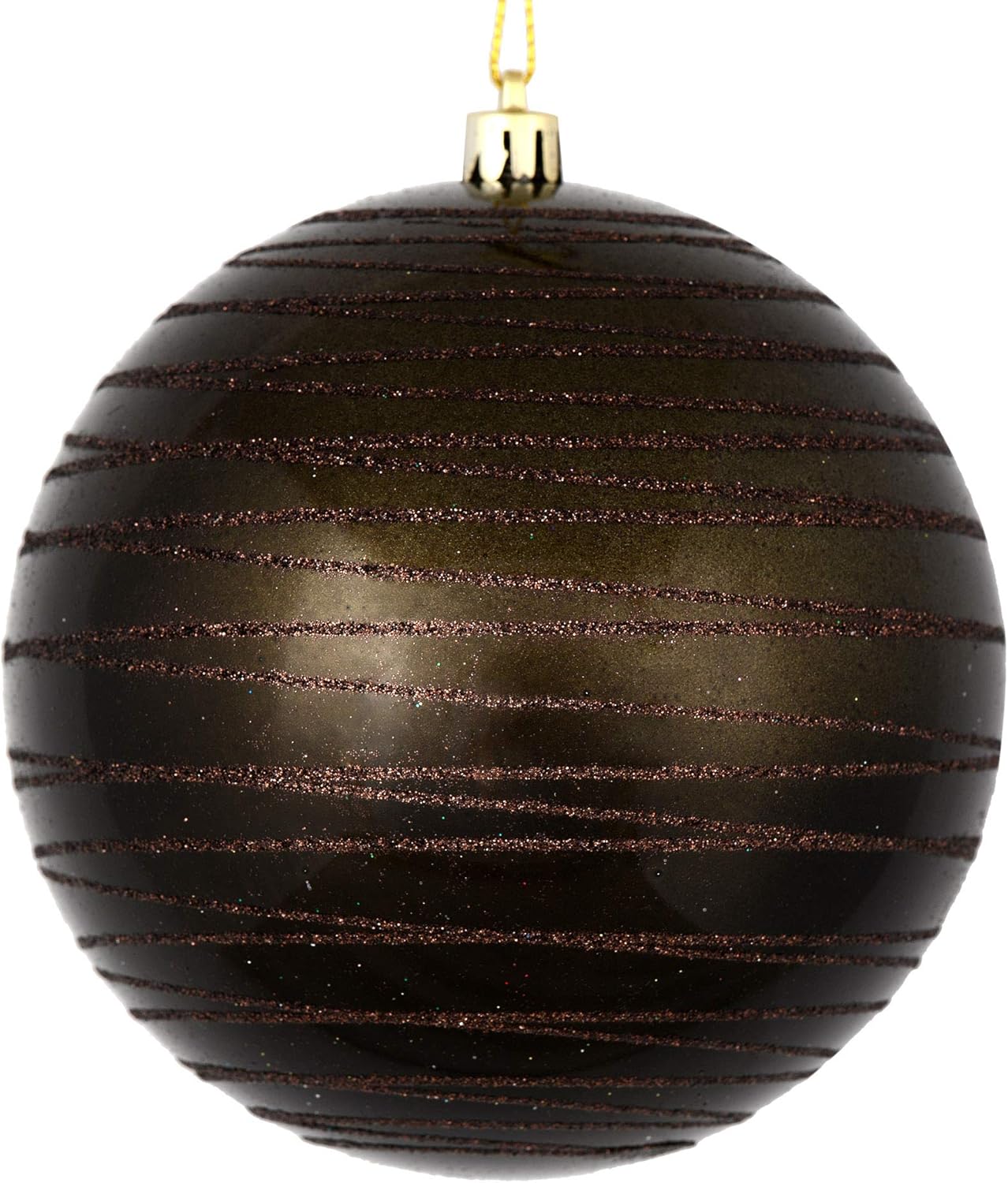 Vickerman 4" Emerald Candy Finish Ball Ornament with Glitter Lines. Includes 4 Ornaments per Bag.