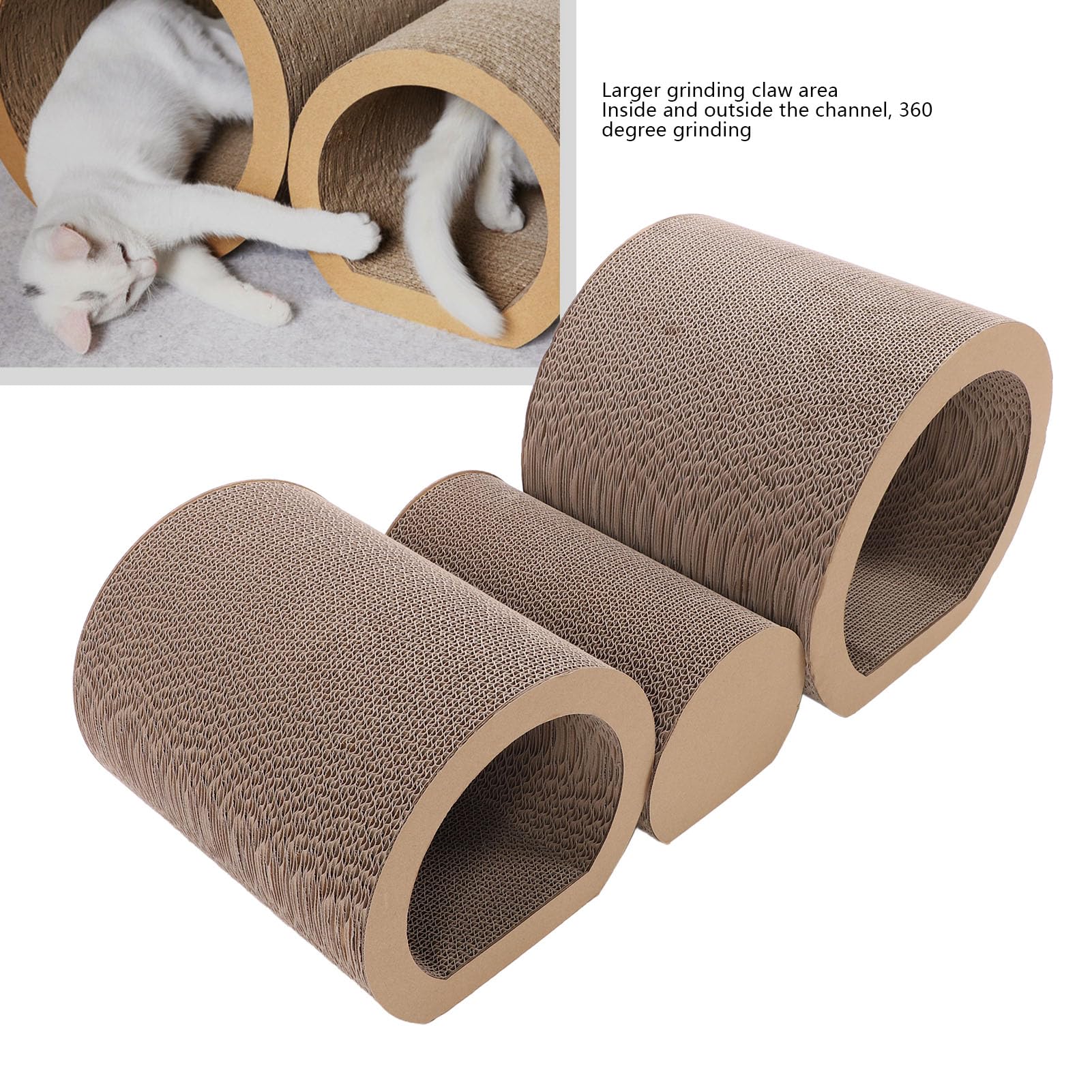 Rascador para Gatos 3 en 1 de cartón, túnel rascador para Gatos de Papel Corrugado con Sala de Descanso y Almohadilla, Tabla rascadora Multifuncional para Que el Gatito juegue, hag