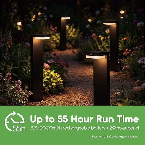 Miniatura 6 de Luces solares de sendero - Luces solares para pasarela para exteriores - Sensor PIR y dos modos de iluminación - Batería recargable que dura hasta
