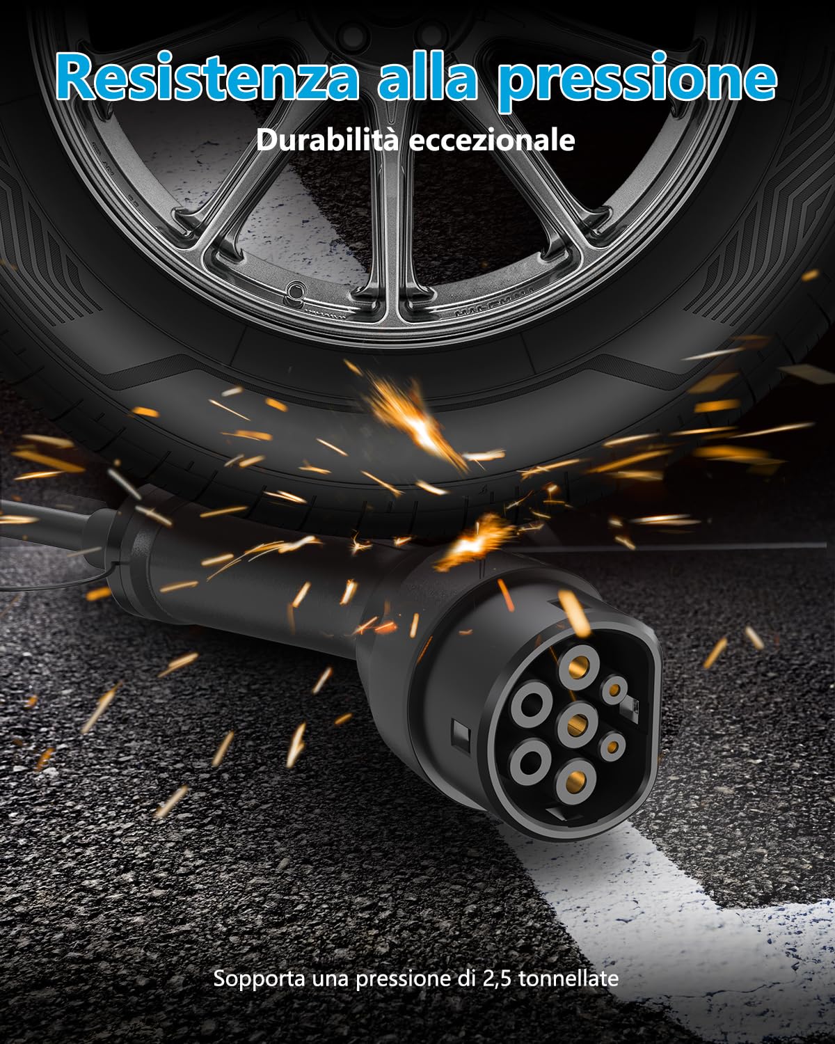 EzGoGo Cavo Ricarica Auto Elettrica Tipo 2, Modalità 3 / 32A / 22 KW / 3 Fase / 5 Metri, Con Borsa per Il Trasporto e Asciugamano in Microfibra