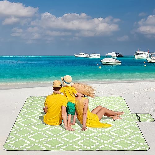 Miniatura 2 de Manta de picnic grande para playa, impermeable, a prueba de arena, ligera, plegable, con correa de transporte, para 2 a 4 adultos, para playa,