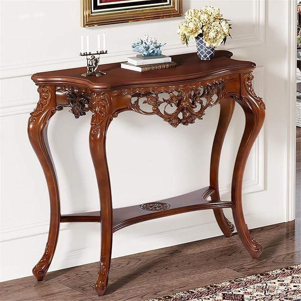 Carved Victorian Table with Floral Accents