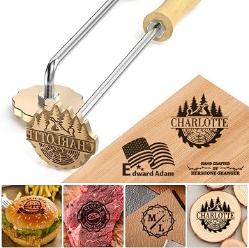 Personalized Branding Iron for Wood, Custom Logo Food Leather Burning Stamp, Personalized Handcrafted Branding Iron Woodworking Tools Gifts for Christmas Woodworkers