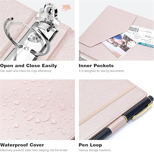 Miniatura 6 de Ospelelf Carpeta de 3 anillos con portapapeles, cuero de 1 pulgada, tamaño carta (8.5 x 11 pulgadas), carpeta de portapapeles con 5 separadores de