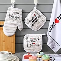 Vista 4 de Rtteri Juego de 5 toallas de cocina estilo granja, 2 tablones de madera vintage, 1 guante de horno, 2 agarraderas para cocinar, hornear, asar a