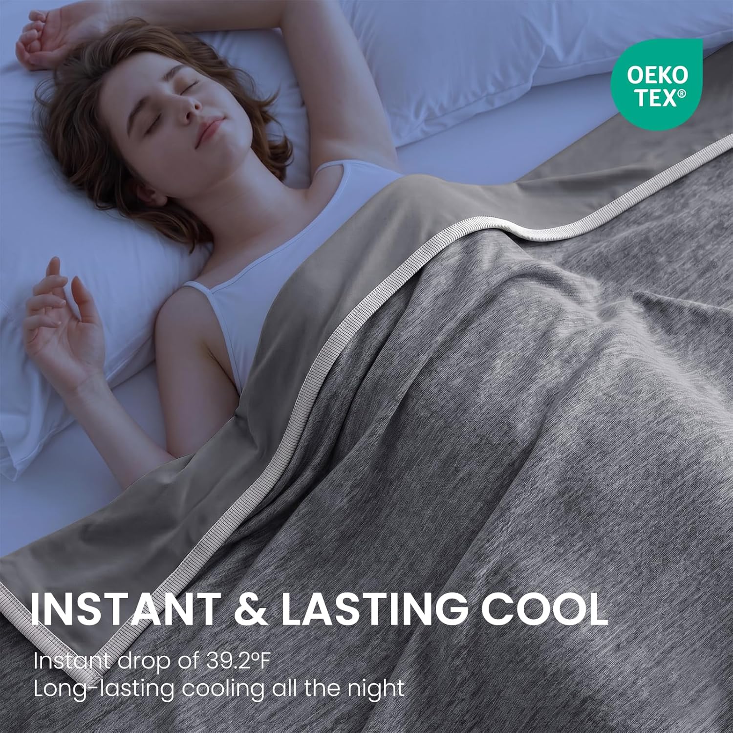 Topcee Cooling Blanket (90″x90″Queen Size) for Sweats Absorbs Heat to Keep Adults Cool on Warm Nights, Q-Max 0.5 for Hot Sleepers, Ultra-Cool Lightweight Blanket for Bed