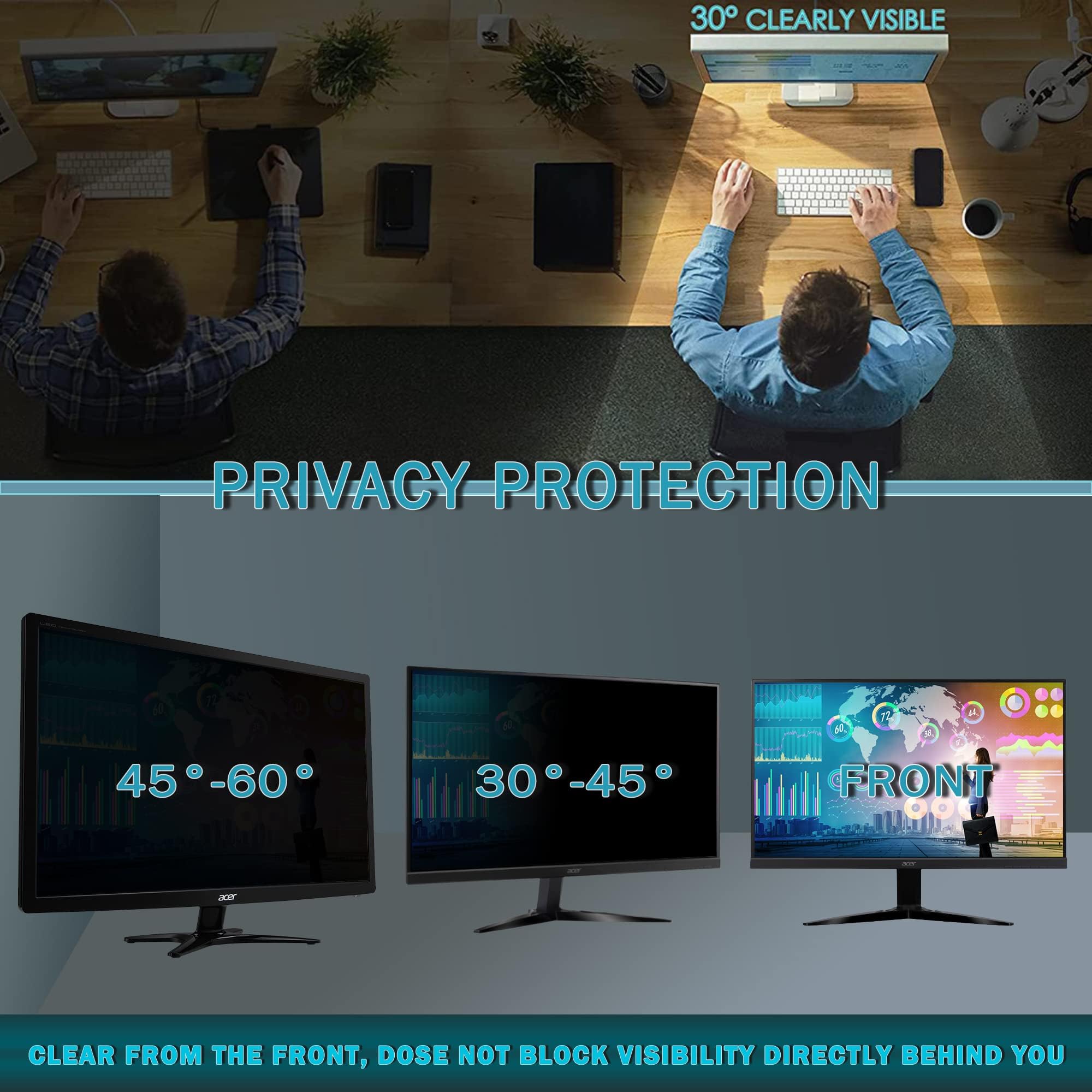 Filtro schermo privacy per computer da 24 pollici per monitor widescreen 16:9, schermo per privacy rimovibile e protezione antiriflesso