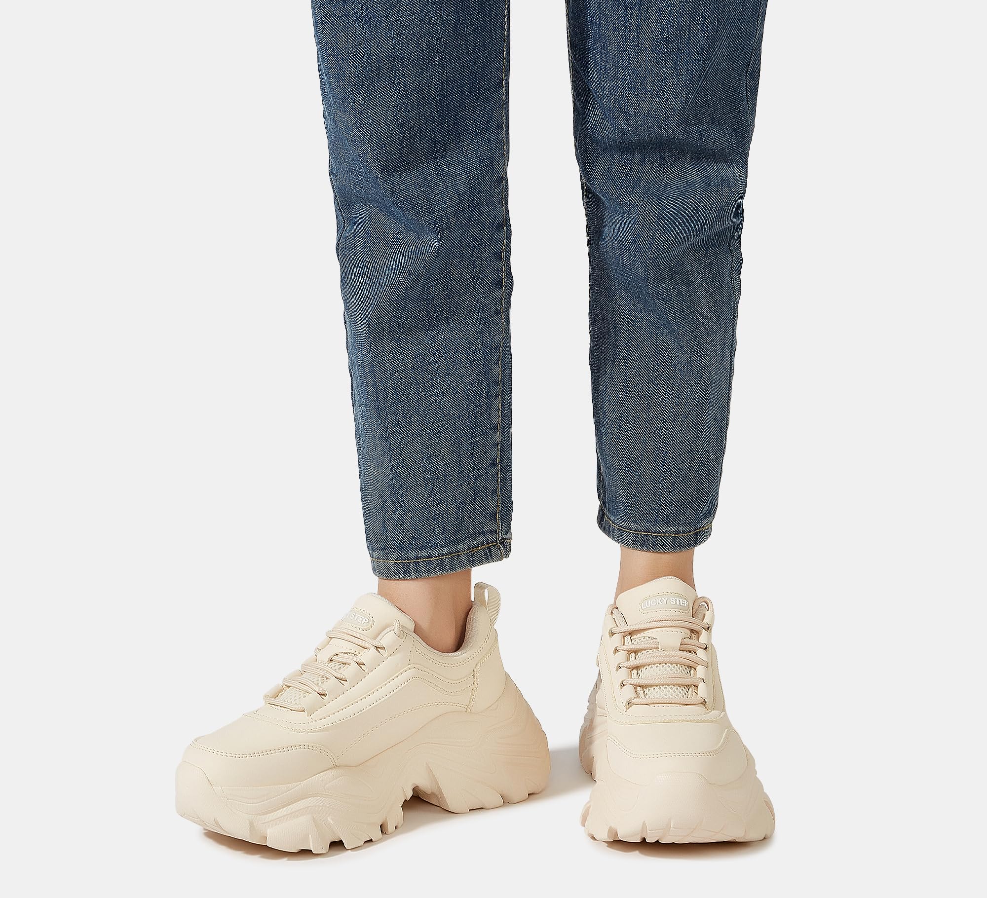 LUCKY STEP Sneakers robuste da Donna, Scarpe Casual con Plateau alla Moda, comode Sneakers con Zeppa