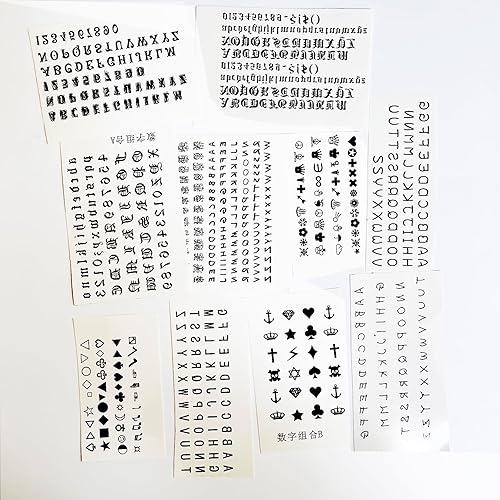 Miniatura 3 de 30 Sheet Alphabet Temporary Tattoo Stickers Finger Tattoos Black English Letters DIY Name Tattoo Cross Crown Tattoos Wrist Finger Body Art Fake