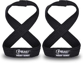 Figure 8 Lifting Strap- Strongman 10-14 Deadlift Straps- True Grip Support & Heavy Duty Wrist Straps for Weightlifting Women Men- Hand Straps for Weight Lifting Figure 8 Straps for Gym Workout