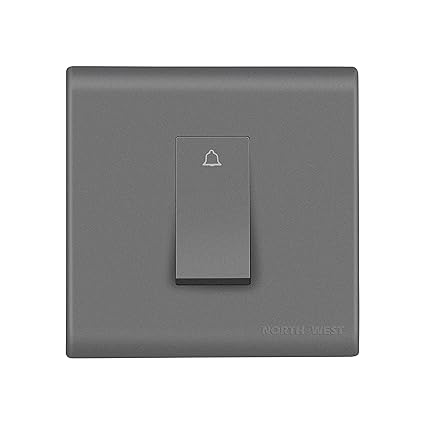 Wipro Northwest (Nowa) Switch Combo of 1M Plate + 1M 6A Bell Push, Silver Grey, (Kit 1)