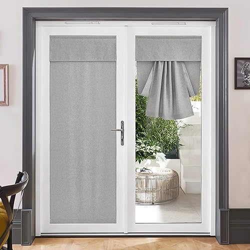 RYB HOME Persianas de puerta francesa para oscurecer la habitación, persianas de lino Nautre para ventana, cortinas de puerta Tricia con aislamiento