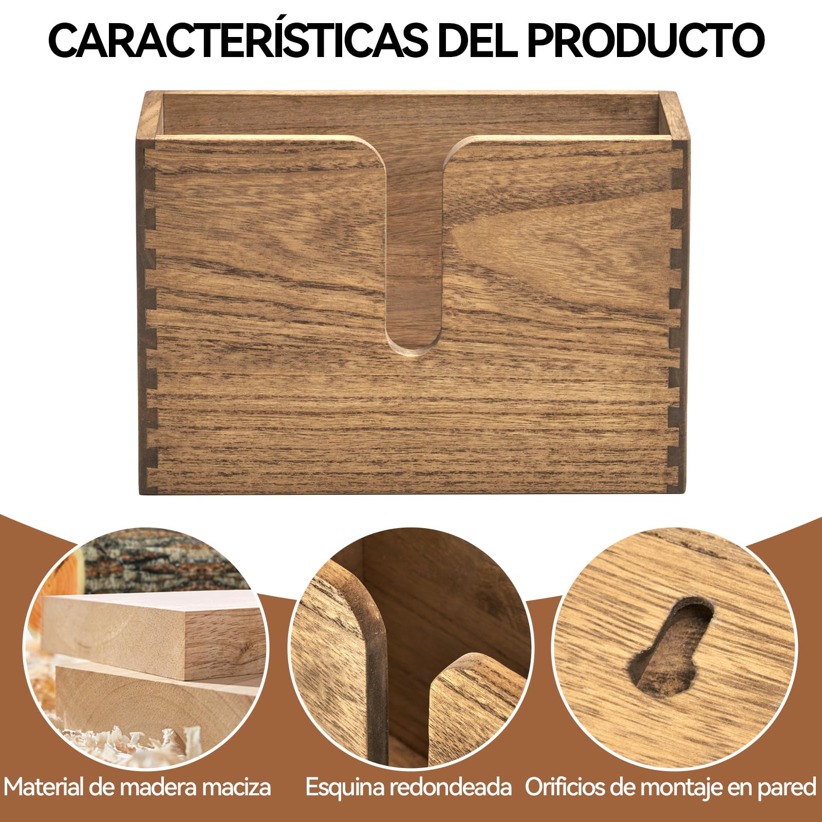 KIRIGEN Toallero de Madera Toallero de Pared para Cocina, WC y baño con Capacidad para Toallas dobladas en C, Z y Triple Servilletas Amarillo-marrón