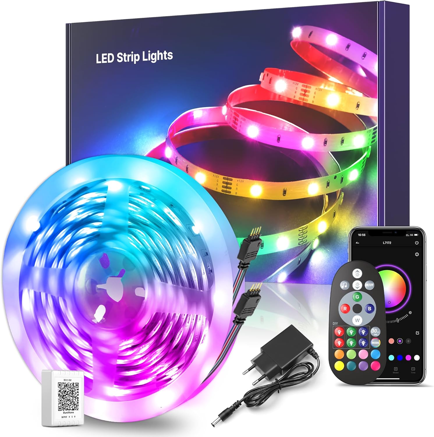 Bande LED 30M Multicolore avec Télécommande et App - Décoration Chambre, Fête, Cuisine
