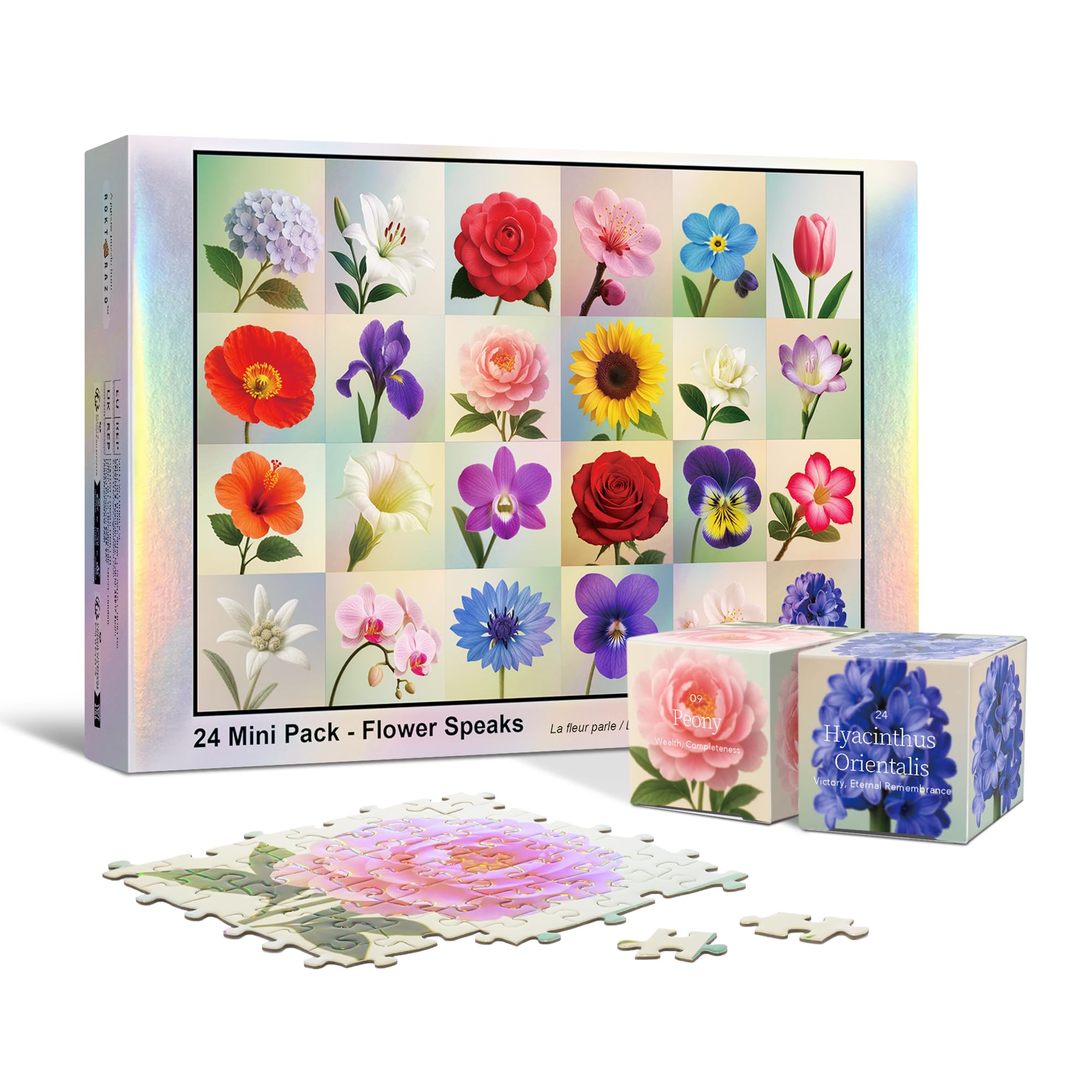 Blumensprache, 24 Mini-Puzzle-Tageskalender, 1000 Teile, Adventskalender
