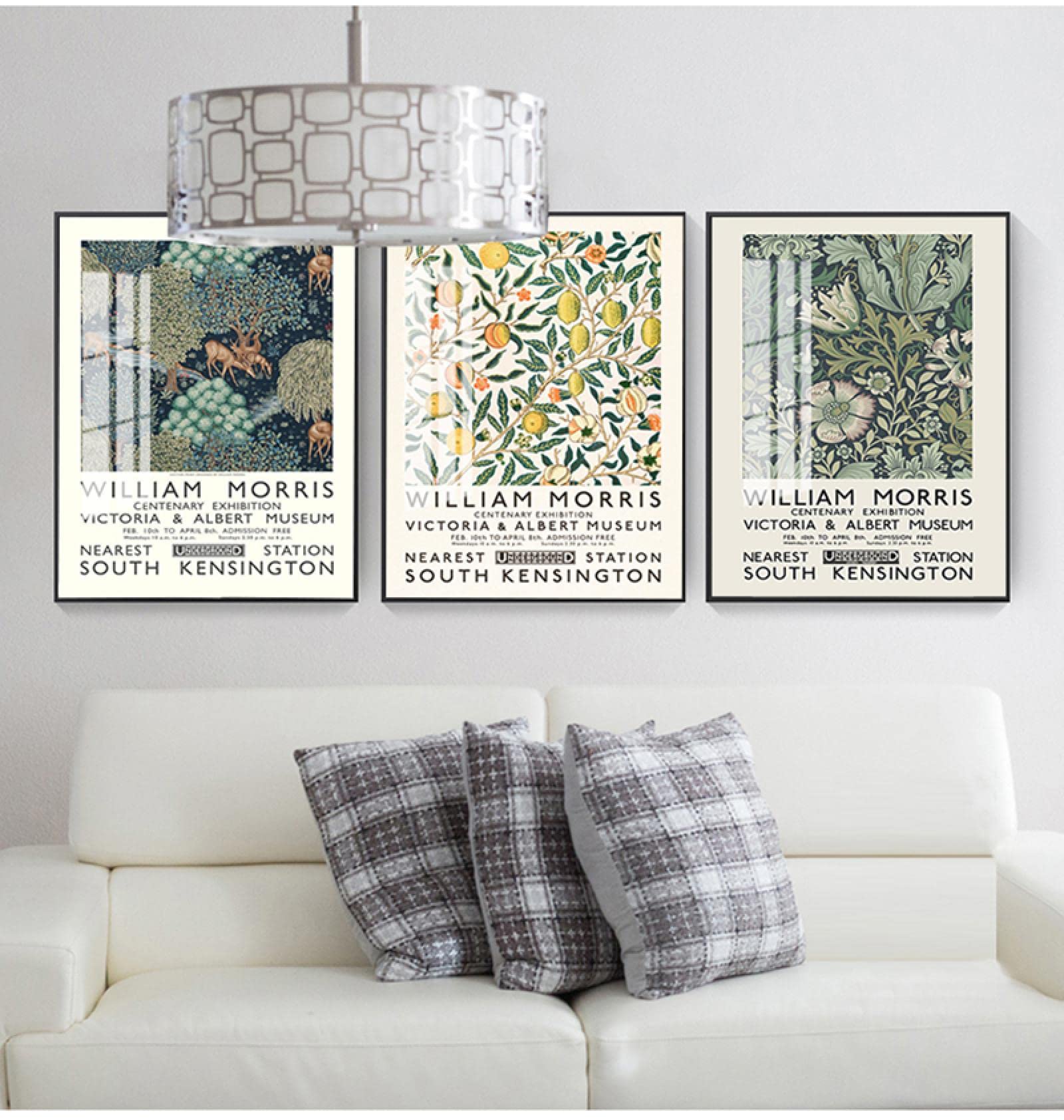 Tongda Decor William Morris Stampa su Tela Il Victoria and Albert Museum Exhibition Poster London Underground Art Nouveau Pittura Murale 80x60cmx3pcs Senza Cornice