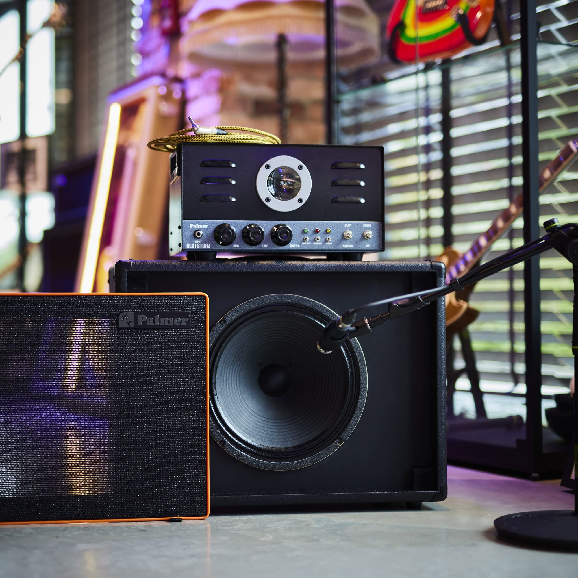 Palmer CAB 112 BX GBK Enceinte pour guitare avec Celestion Greenback 1 x 12, arrière ouvert