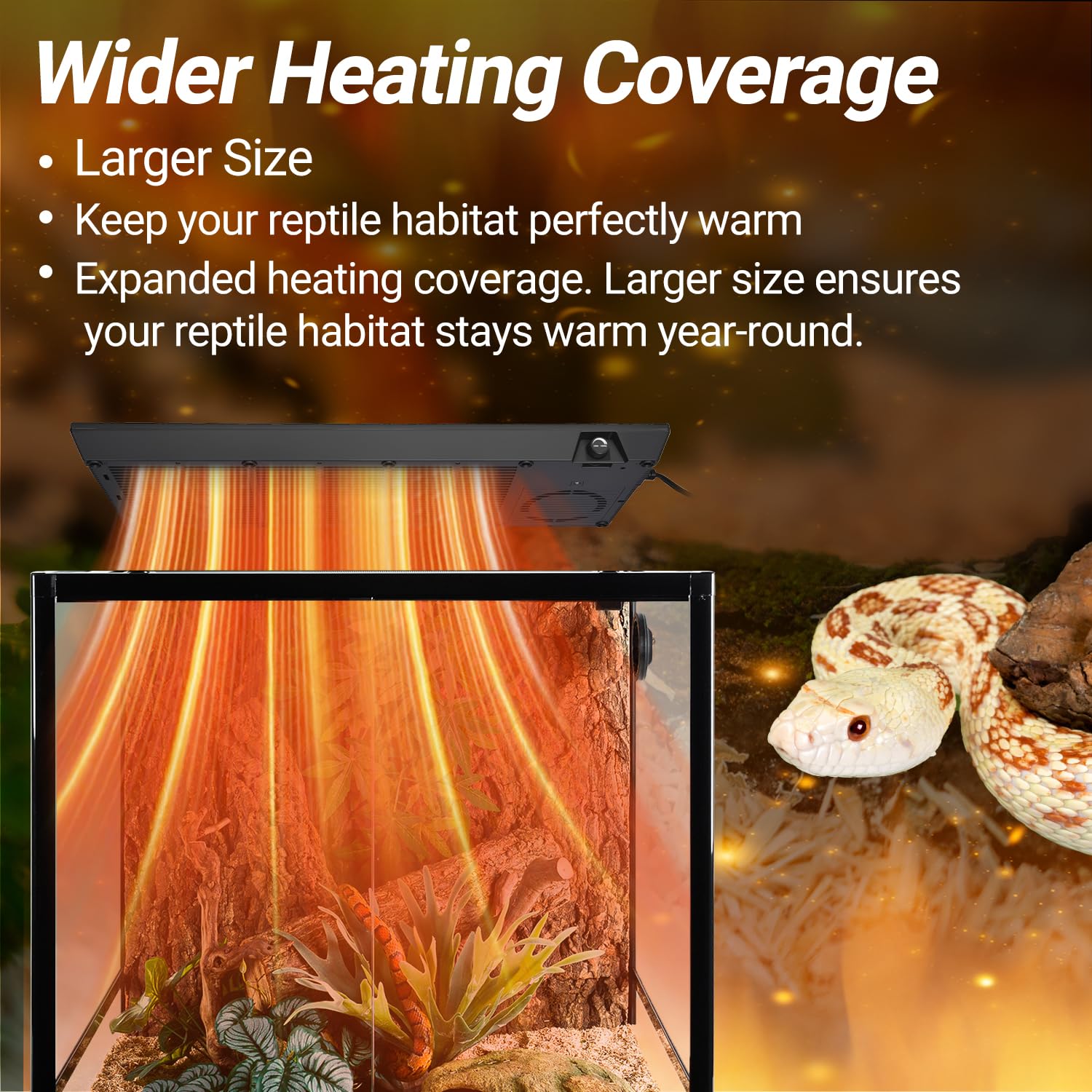 Reptile Heat Panel Einstellbare Temperatur Reptilien Heizpaneel Ventilator für Terrarien Energieeffizient & Nicht Licht Reptilien Heizplatte für Schlangen, Schopfgecko, Leopard und Amphibien
