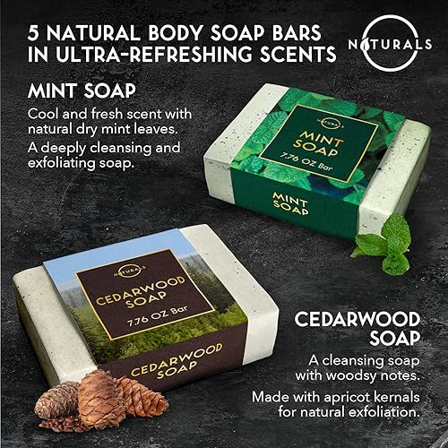 Miniatura 4 de O Naturals Juego de 5 piezas de jabón para hombre, regalos para hombres, jabón de barra orgánico para hombres, juego de regalo para hombre, jabón