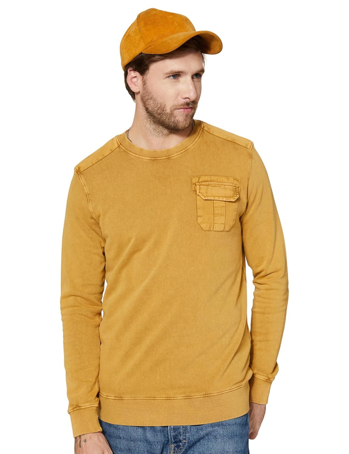 Amazon Brand – INKAST Men’s Cotton Light Weight Crew Neck Sweatshirt (Regular Fit)