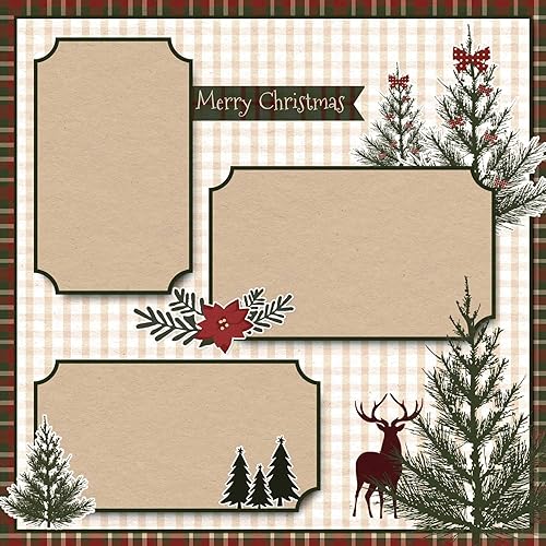 Miniatura 6 de Whaline Paquete de 24 papeles de patrón navideño de 11.8 x 11.8 pulgadas (11.8 x 11.8 in), diseño de bosque de Feliz Navidad, papel de recortes de