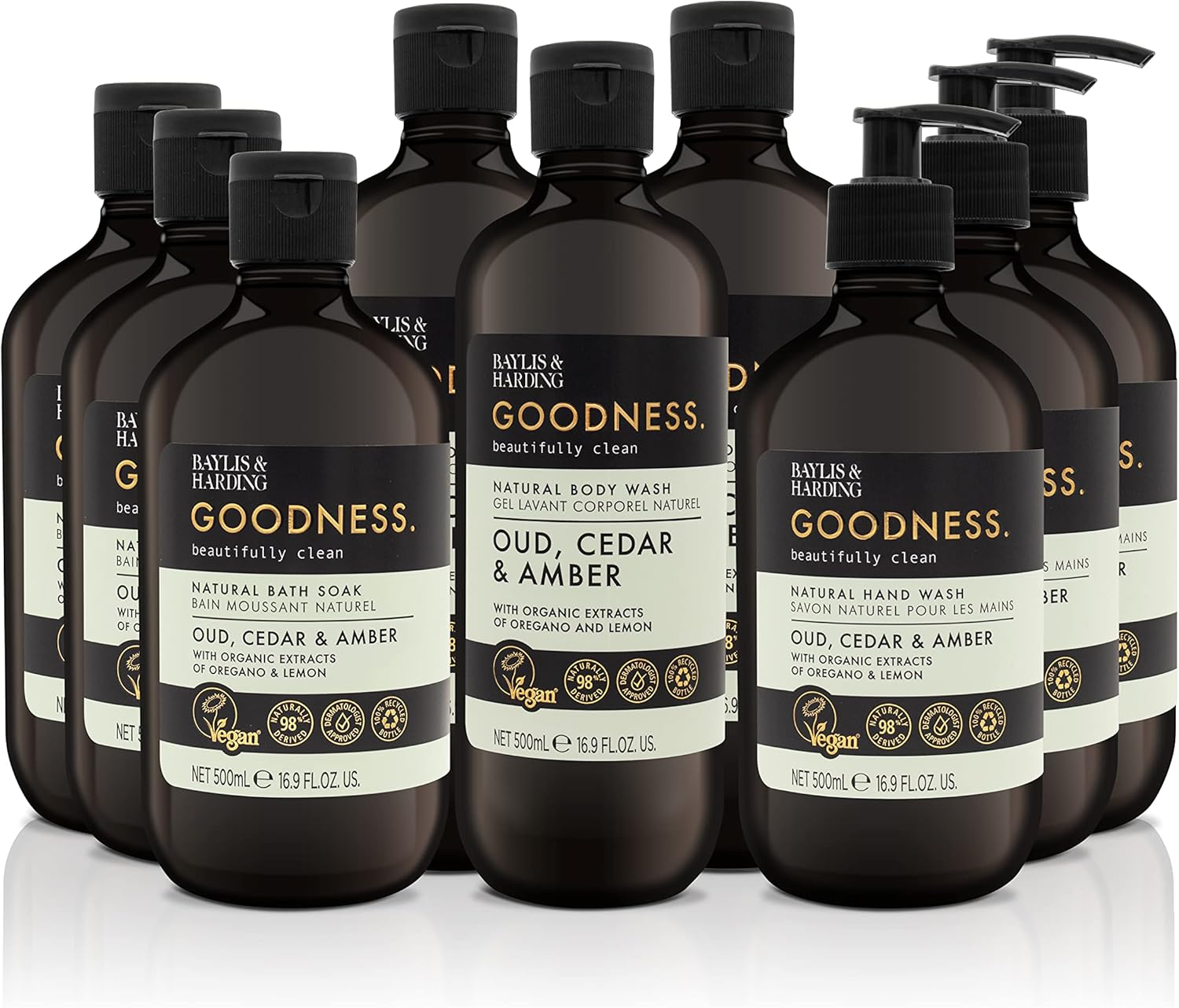 Baylis & Harding Goodness Oud, Cedar and Amber Toiletries Bundle 3 x