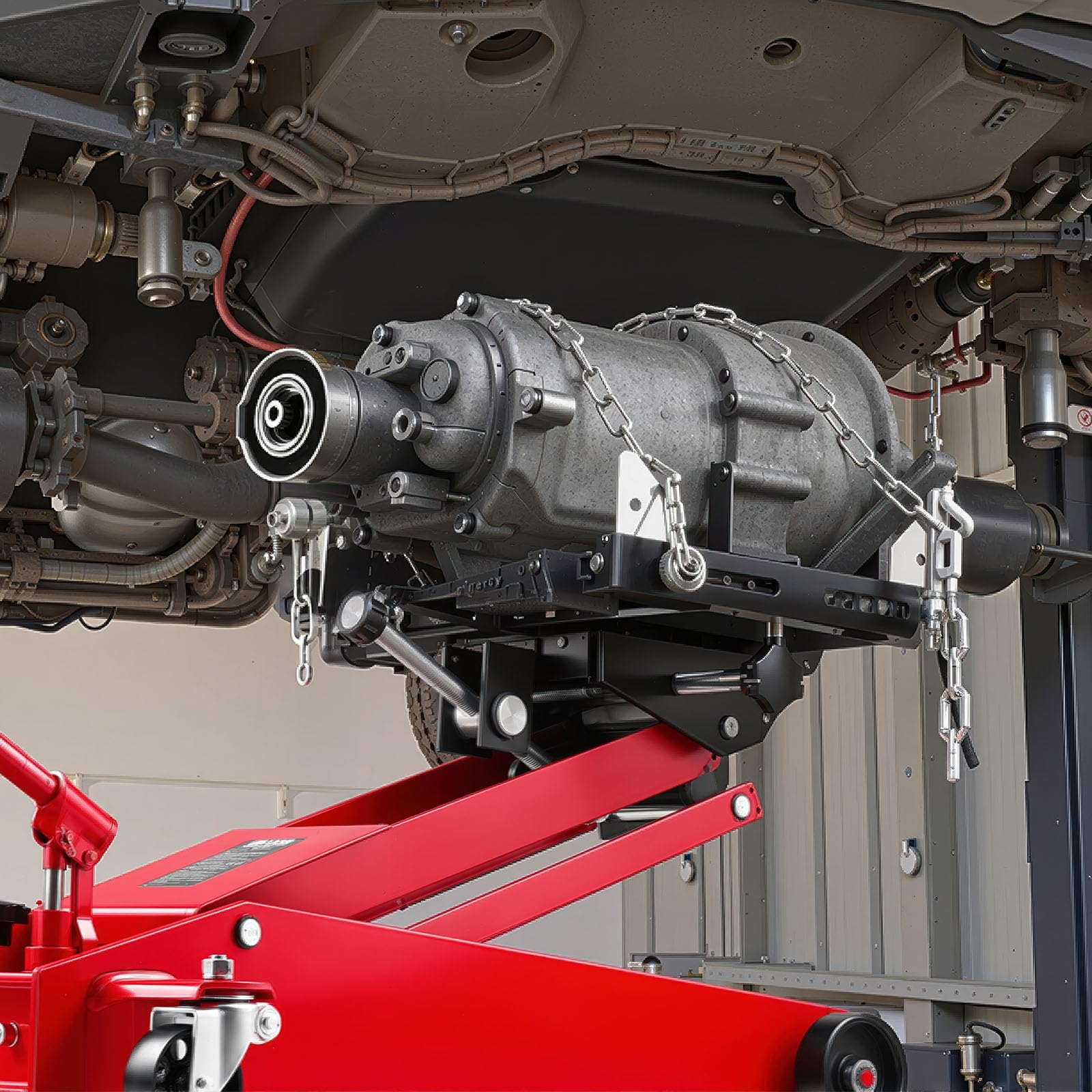 VEVOR Wagenheber mit niedrigem Profil 450 kg, hydraulischer Rangierwagenheber mit 16–64 cm Hubhöhe & flexiblen 360°-Schwenkrädern, Hochleistungs-Hebebühne für Garage/Werkstatt Rot