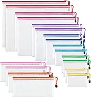 JARLINK 18-Pack Waterproof Mesh Zipper Pouches, 8 Sizes 9 Colors - Multipurpose Storage for Office, School, Travel, Cosmetics & Organization