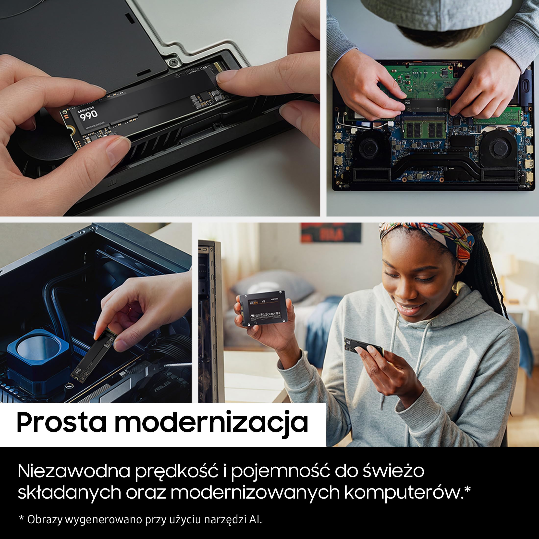 Samsung SSD 990, wewnętrzny dysk SSD M.2 NVMe, 1 TB, PCIe 4.0 x4 | NVMe 2.0, prędkość odczytu/zapisu do 7150/6450 MB/s, do codziennej pracy i gier oraz projektów kreatywnych, MZ-V9V1T0BW