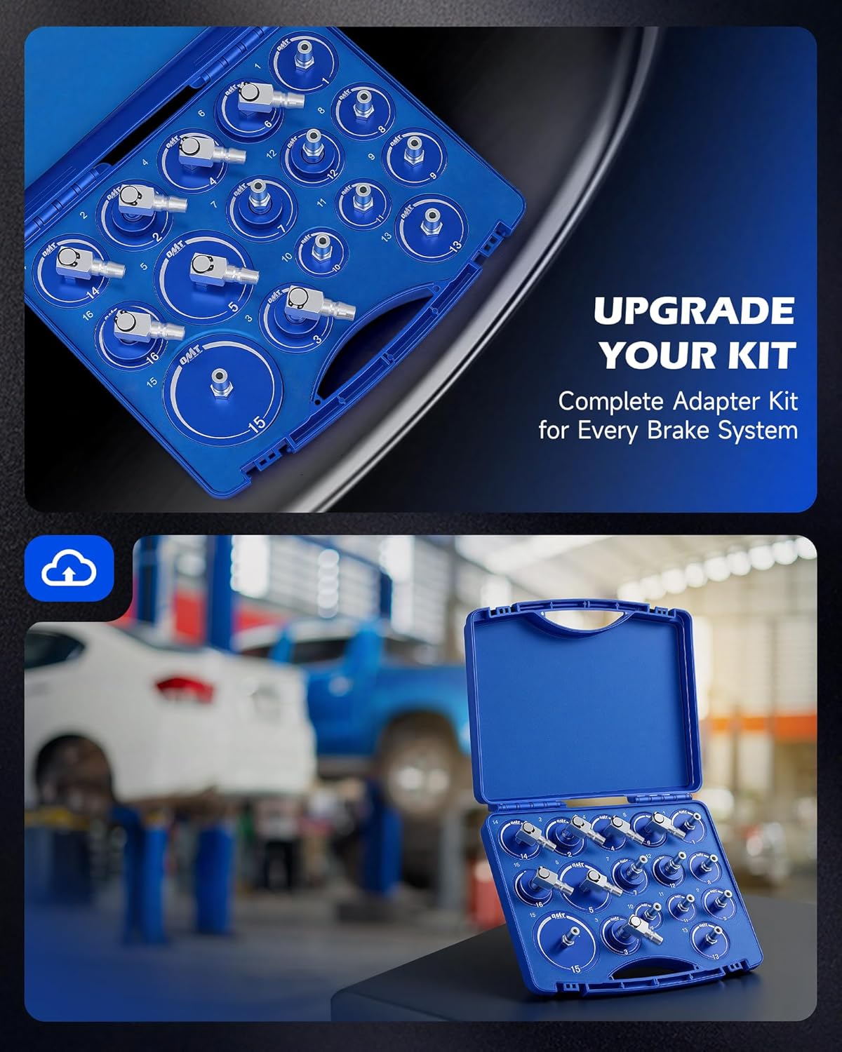 Orion Motor Tech Master Cylinder Bleeder Kit, 23pc Brake Bleeder Adapter Kit with Quick Couplers, Aluminum Brake Pressure Bleeding Set Compatible with Mercedes Benz BMW Audi Tesla Ford More