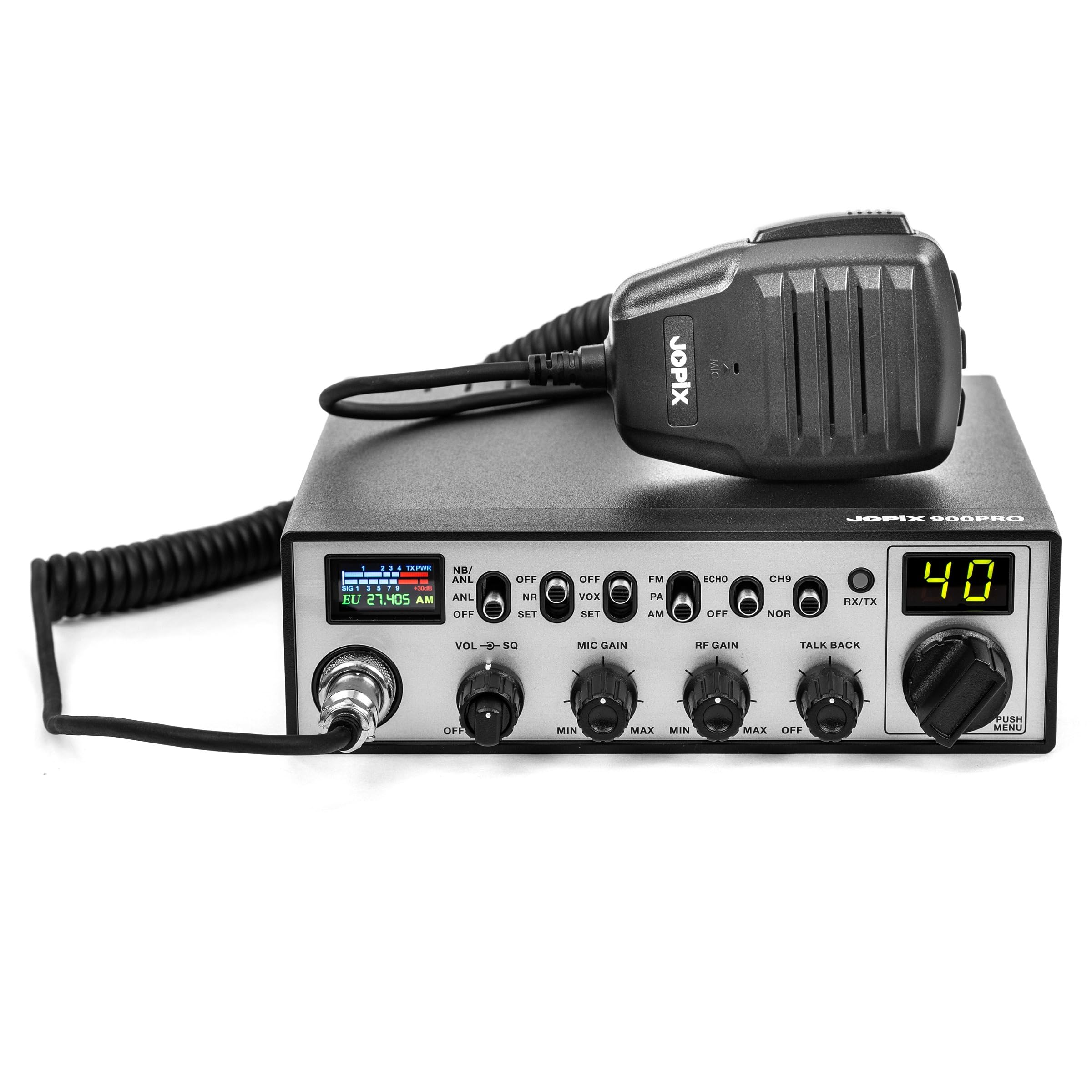 JOPIX 900PRO Poste Radio CB 40 Canaux AM/FM 4W ASQ 12-24V – Parfait Pour La Route