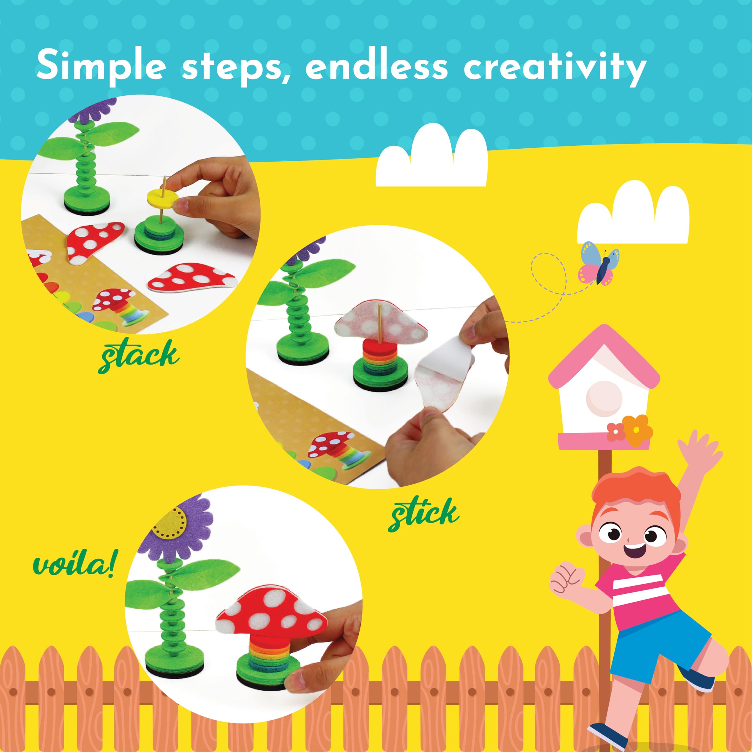 Kalakaram Stack & Sprout DIY Art & Craft Kit – Mess-Free Creative Activity for Kids, Stacking Toy Craft Kit, Gifts for Girls & Boys Ages 4, 5, 6, 7, 8, 9, Fun DIY Craft Kits for Children 2