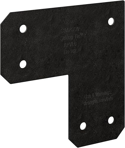 Simpson Strong-Tie APVL6 Outdoor Accents Avant Collection ZMAX, correa L con recubrimiento en polvo negro para 6x6 (paquete de 8)
