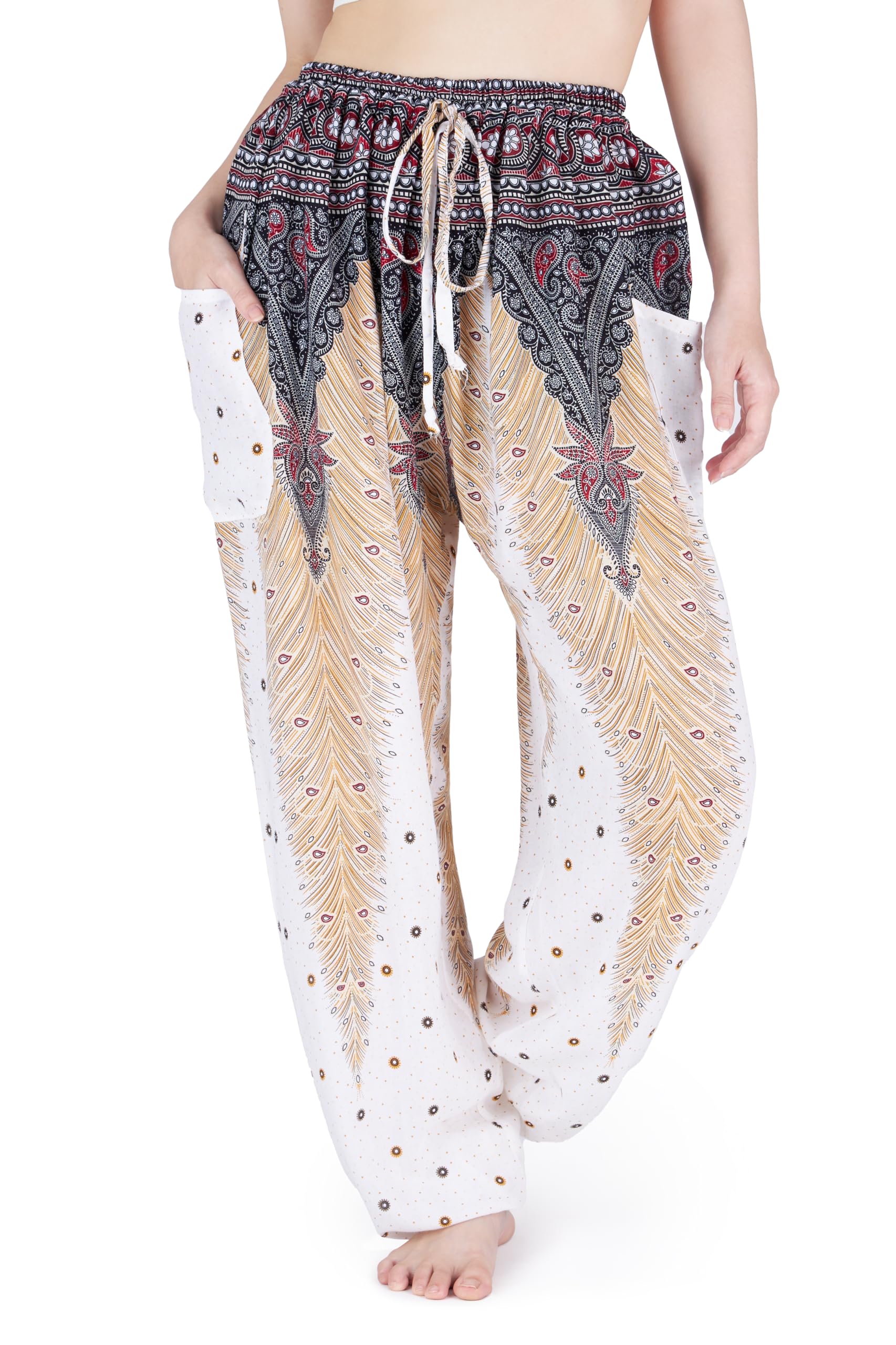 Lannaclothesdesign Drawstring Yoga Pilates Harem Pants Elephant Print