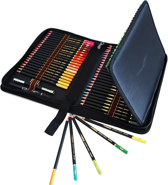 72 Colored Pencils Professional Art SetIn Personalized Big Pencil Case,Colouring Pencils Drawing Set For Adult Coloring Books, Kids Artist Art Drawing
