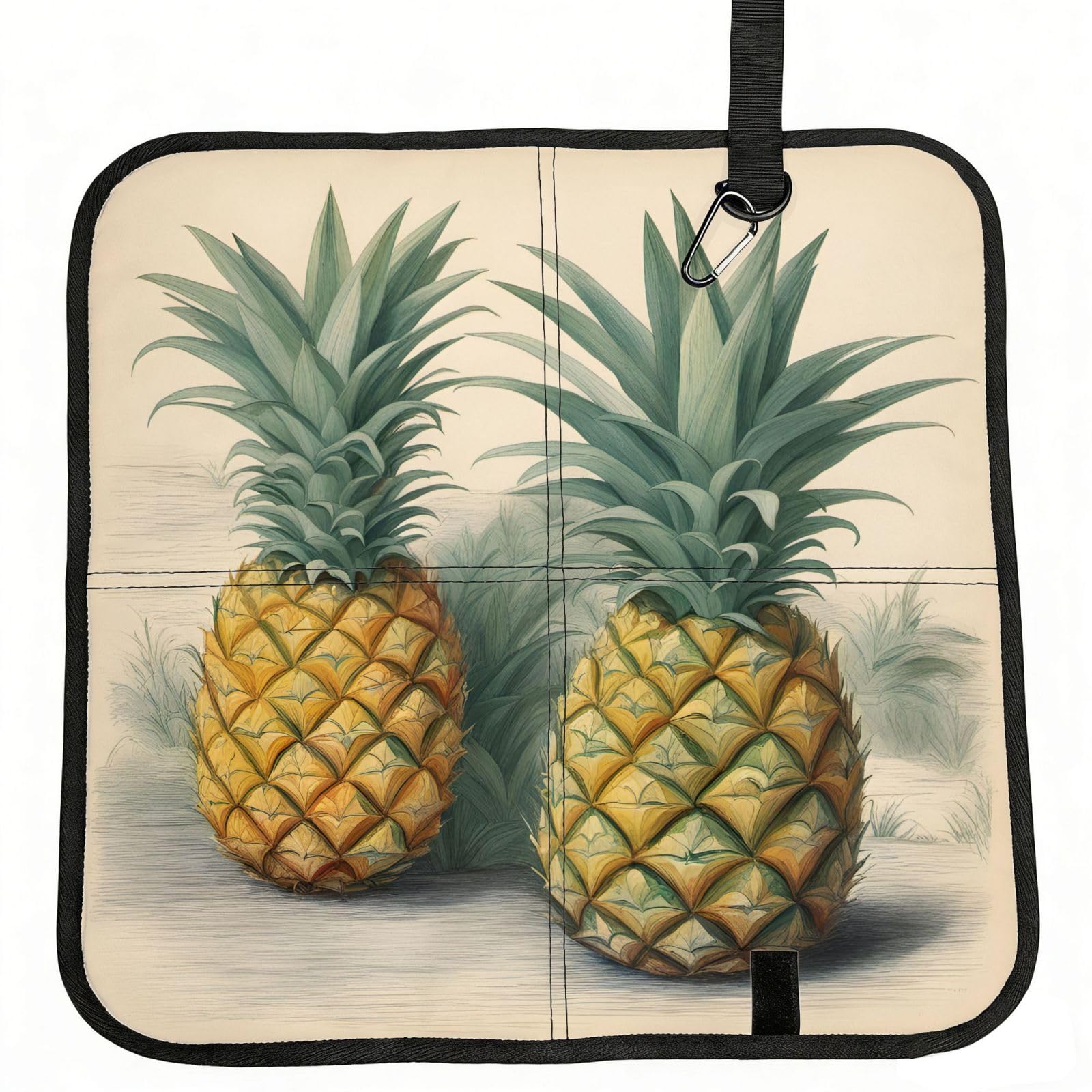 UVBDF Pineapple Print Outdoor Sitting Cushion Folding Seat Pad Compact Portable Picnic Bench Cushion Mat