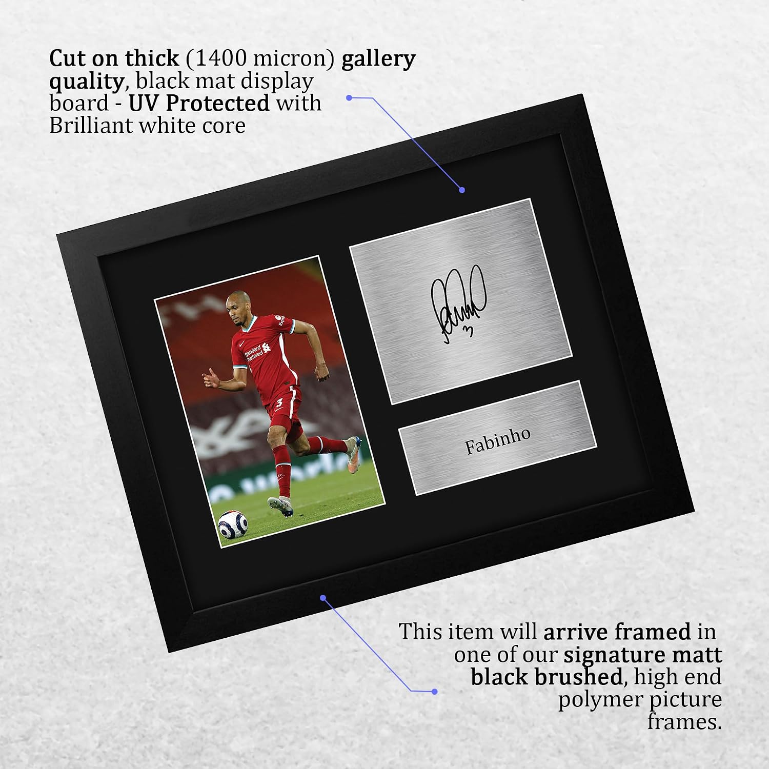 HWC Trading Fabinho Liverpool Gifts Printed Signed Autograph Picture for Soccer Fans and Supporters - US Letter Framed (ID-007863)