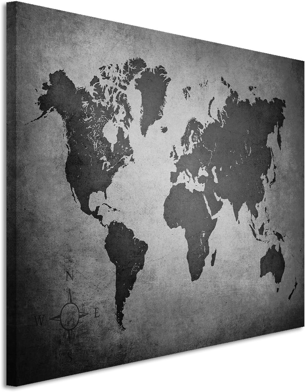 50x70 cm Photo Canvas with Black and White Old World Map Design