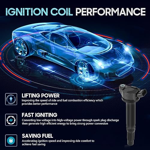Miniatura 2 de Paquete de 6 bobinas de encendido con 6 bujías de iridio compatibles con Toyota Avalon Camry Highlander RAV4 Sienna Venza Lexus IS350 ES350 RX450h