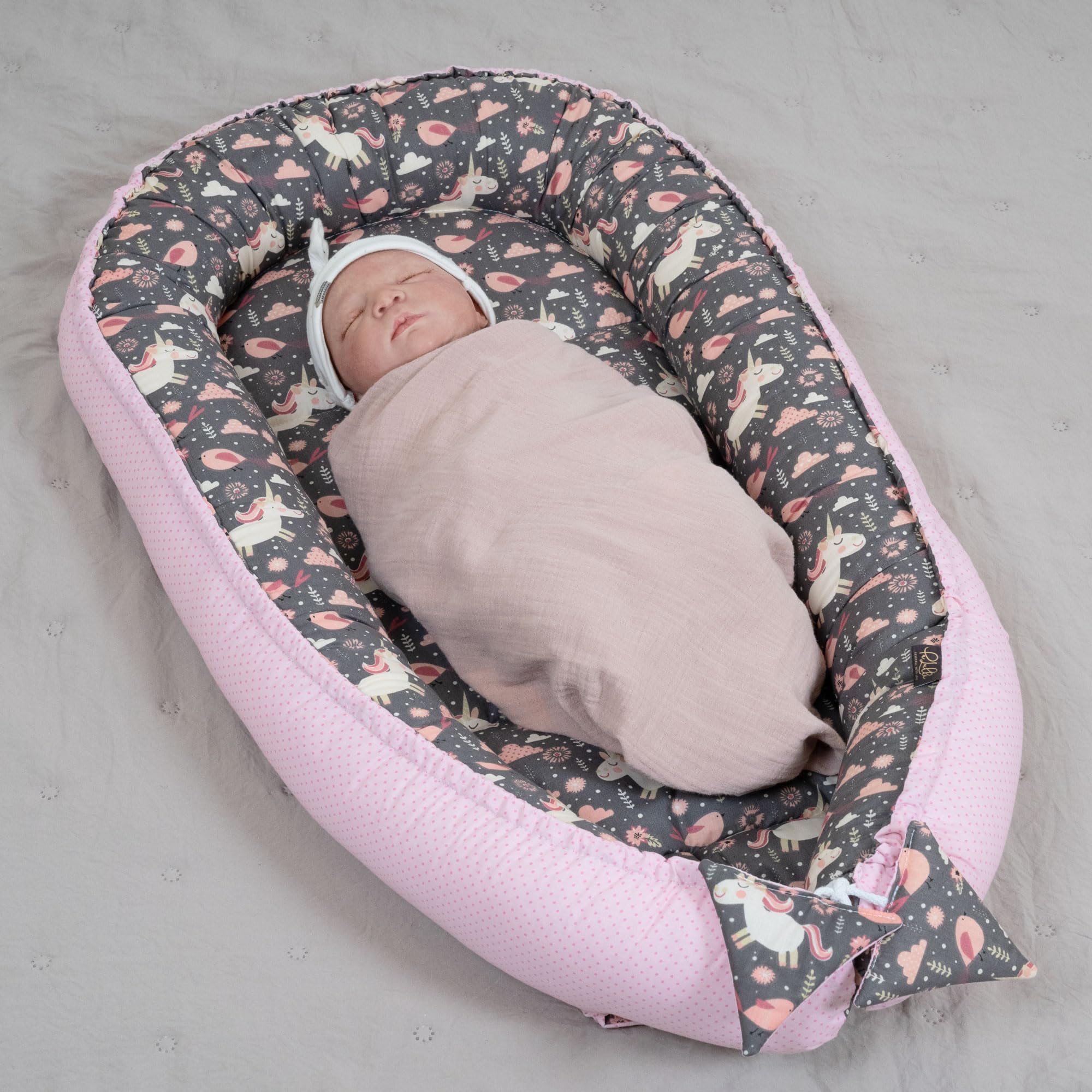 PaLulli Reductor Cuna Bebe - Set 5 Piezas Nido Bebe Recien Nacido Tela de algodón y vellón