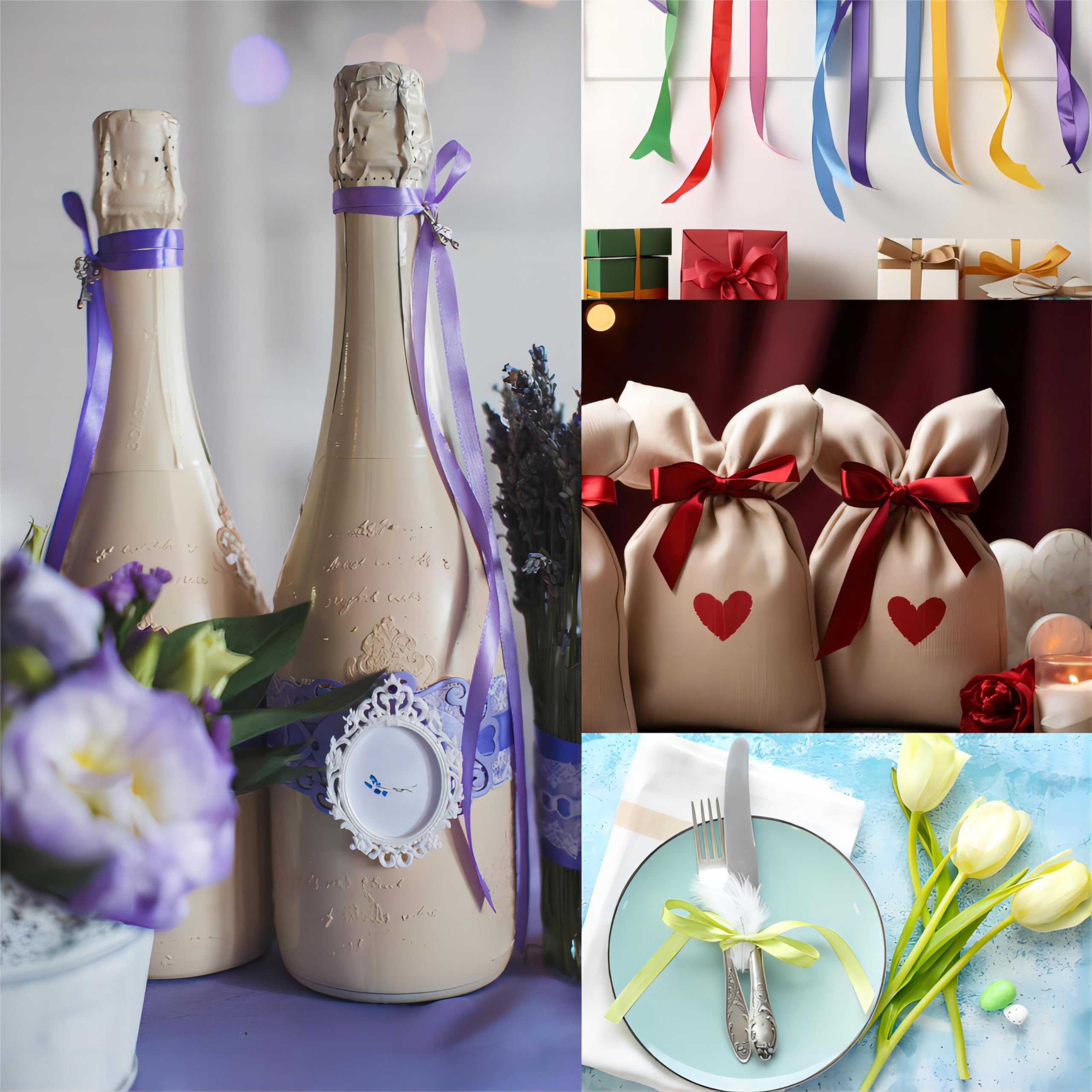 10 Rollen Satinband Mehrfarbig - 0,95cm X 22,7m, Für Geschenke & Partydekoration